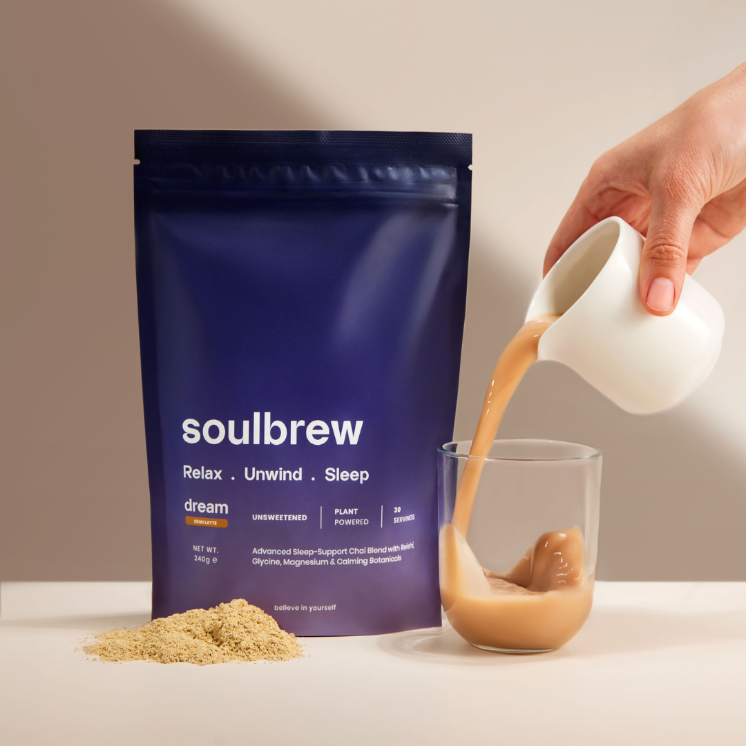 'SoulBrew Dream evening ritual lifestyle shot' 