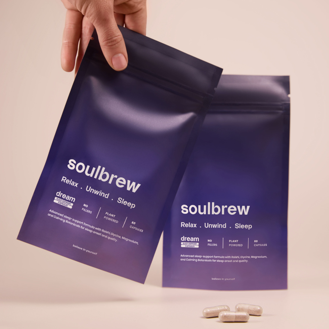 'SoulBrew Dream evening ritual lifestyle shot' 