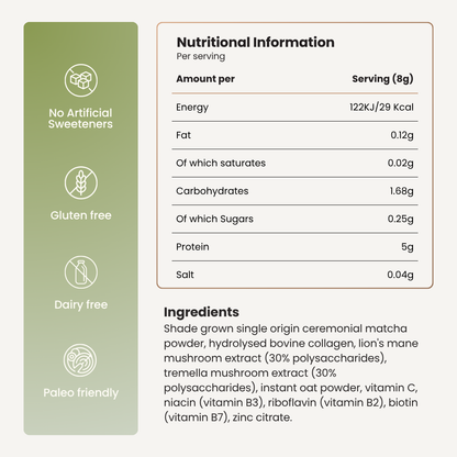 nutritional info of soulbrew matcha
