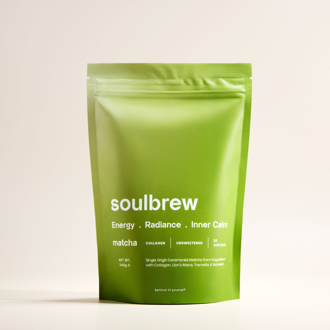 soulbrew matcha and collagen pouch