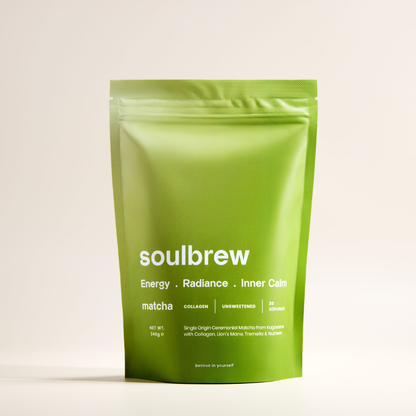soulbrew matcha and collagen pouch